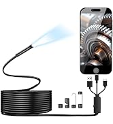 Phone Borescope, USB C Endoscope Camera with Light,16.5ft Semi-Rigid Snake Camera, 1920P Borescop...