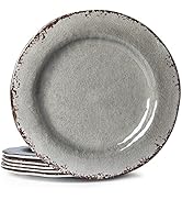 LEHAHA 6 Piece Crackle 11 Inch Melamine Dinner Plate, Set of 6, 100% Melamine Plates Set, Big Siz...