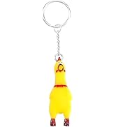 Screaming Chicken Keychain, Mini Rubber Squeeze Keychain, Novelty Prank Pendant for Bags Keys Phones