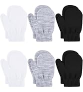 Glooarm 6 Pairs Toddler Mittens Winter Baby Mittens Gloves Kids Knitted Magic Mittens Bulk for Bo...