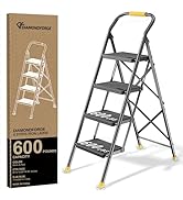 Step Ladder Foldable Folding Stool - for Home Adults Kitchen 4 Stepping Extension Tall Heavy Duty...