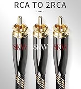 SKW RCA Y Splitter Cable 1 Male to 2 Male Subwoofer Cord, BG Series Ultra-high Purity Copper RCA ...