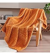 SUPRYNEX Burnt Orange Twin Size Blanket 60 x80 Inches, Soft Plush 330GSM Flannel Fleece Blanket, ...