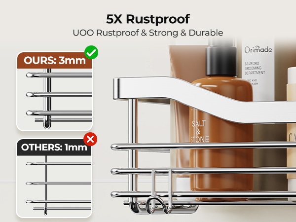 Orimade Shower Caddy Basket Shelf Storage Rack, Silver 2 Pack