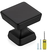 Ravinte Decor 30 Pack Black Cabinet Knobs 1.2 Inch Square Kitchen Cabinet Knobs for Dresser Drawe...