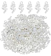 DICOSMETIC 100Pcs Flower Charm Bulk Alloy Rose Pendant Metal Floral Charms Flower Charm 21x10.5x2...