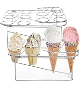 TOPZEA 2 Pack Ice Cream Cone Baking Racks, 12-Cavity Cupcake Waffle Cone Holder Dessert Display S...