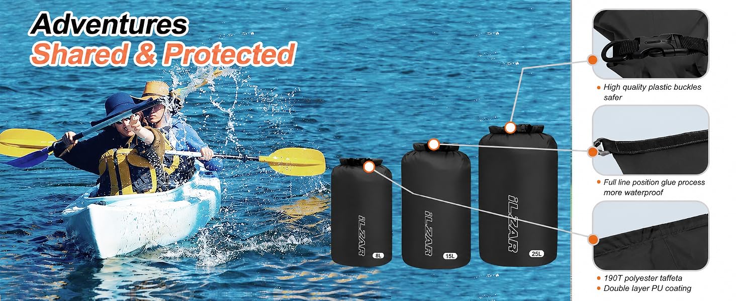 ILZAR 3 PCS Dry Bags Waterproof