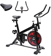 ALSO GO Indoor Exercise Cycling Fitness Stationary Bike with Adjustable Resistance, Heavy Flywhee...