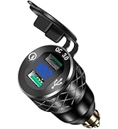 Din Hella Plug to USB Charger Adapter, 36W QC3.0 Motorcycle USB Charger Outlet, Waterproof Alumin...
