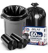 Delxo 55-60 Gallon Trash Bags, 50 Count, 38” x 56” Heavy Duty Garbage Bags | 1.2 Mil Black Large ...