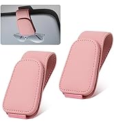 Jeyoon 2 Pcs Sunglass Holder for Car Visor Magnetic Pu Leather Eyeglass Hanger Clip Sunglass Viso...
