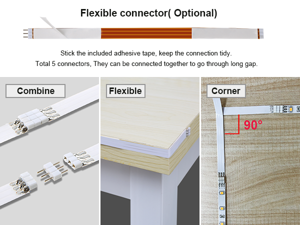 Flexible LED strip connector with multiple connection