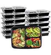 [20 Pack] 32oz Meal Prep Containers, 3 Compartment To Go Containers, Plastic Food Storage Contain...