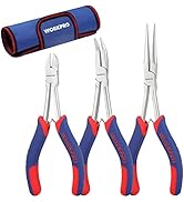 WORKPRO Mini Long Reach Pliers Set with Pouch, 3-Piece Small Extra Long Pliers Tool Kit Includes ...