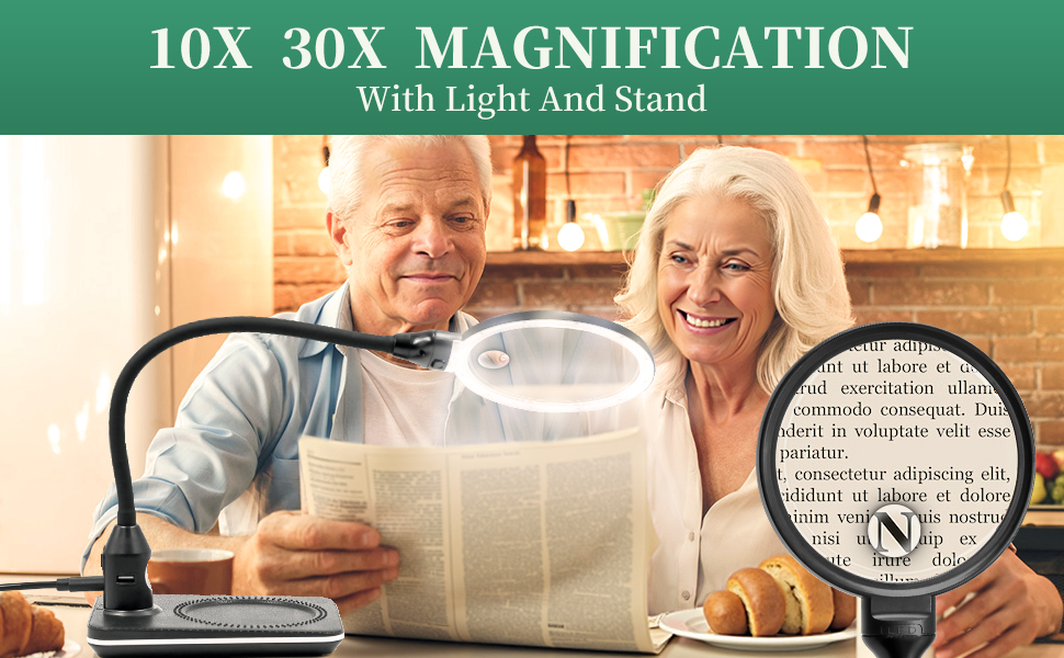 Standing Magnifying Desk Lamp &amp; Clamp Light for Those Who Need Vision Support