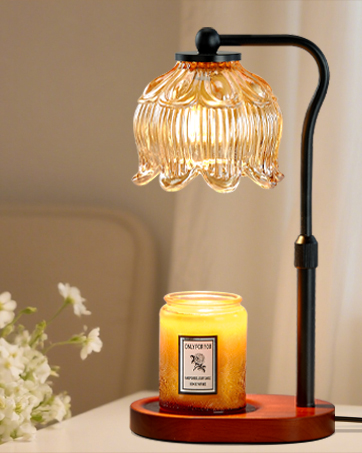 candle warmer lamp flower Walnut Wood