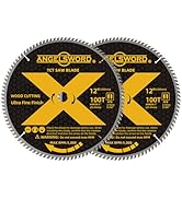 ANGELSWORD 12 Inch Miter Saw Blade for Ultra Fine Finish Wood Cutting, 100T, 2 Pack