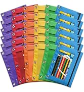 Pencil Pouch for 3 Ring Binder, Bulk 36 Pack 3-Holes Zipper Pencil Pouches in Assorted Colors, St...