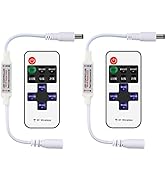 RGBZONE 2 Pack Mini RF LED Dimmer, Single Color Controller for 5050 3528 5630 Strip Lights, DC5V/...
