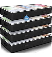 Budding Joy 4 Pack Under bed Storage Containers Organizer Large Capacity Underbed Clothes Storage...