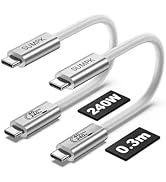SUMPK 1 FT Short USB4 Cable 2 Packs, 240W USB C to USB C 40gbps Fast Charging, 8K Video Monitor C...
