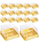 DOITOOL 100 Pcs Mini Individual Cupcake Containers Moon Cake Packaging Clear Plastic Cupcake Boxe...