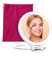 Magnifying Travel Magnifying Mirror with Light, Makeup Mirror with 3 Color Lights and Magnificati...
