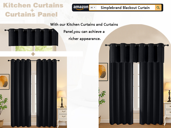 black curtains