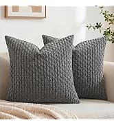 Fancy Homi 2 Packs Dark Gray Decorative Throw Pillow Covers 18x18 Inch for Couch Bed Sofa, Modern...
