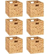 M4DECOR 10.5 x 10.5in Wicker Storage Baskets for Shelves, Water Hyacinth Storage Baskets, Woven B...