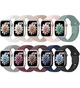 10 Pack Sport Bands Compatible with Apple Watch 38mm 40mm 41mm 42mm 44mm 45mm 46mm 49mm Women Men...