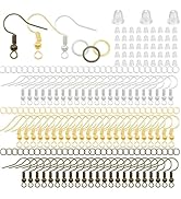 Hypoallergenic Earring Hooks, 900 Pcs Earring Making Supplies Kit Jump Rings and Clear Rubber Bac...