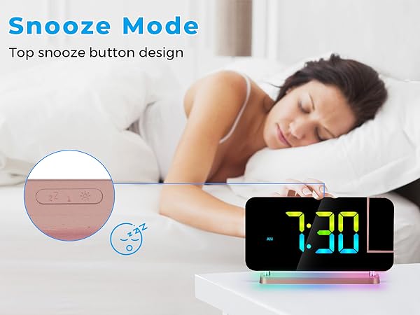 Projection Alarm Clock for Bedroom,7.4" LED Mirror Digital Clock Large Display