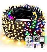 TW SHINE 66FT 200 LED Color Changing Christmas Lights, Warm White &amp; Multi Color Waterproof String...