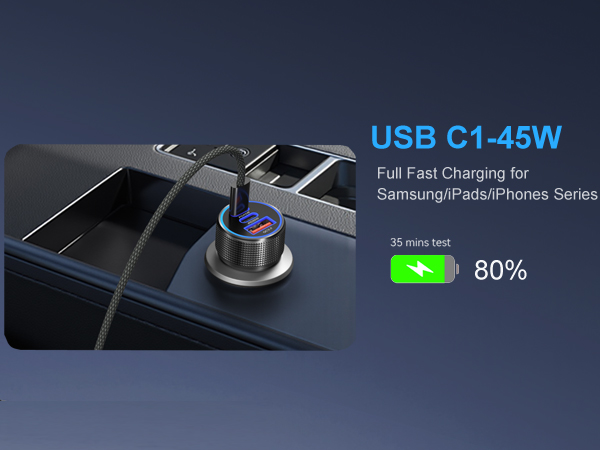 usb c car charger fast charging