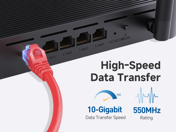 High-performance Cat6 network cable for LAN connections and internet