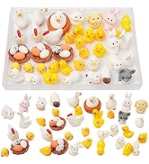 48pcs Mini Resin Animal Styles Tiny Resin Animals The Little Chicken Family Rabbit, Sheep, Cow, B...
