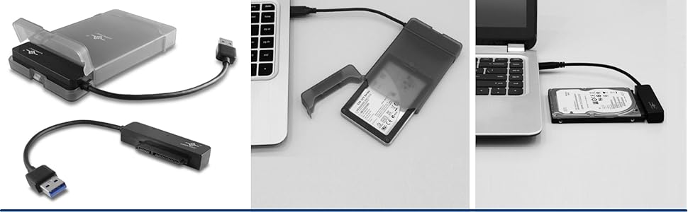 tool free design, USB 3.0, Type A, SATA III, 2.5", SSD, HDD, 6Gbps, snap lock casing, Bus-powered