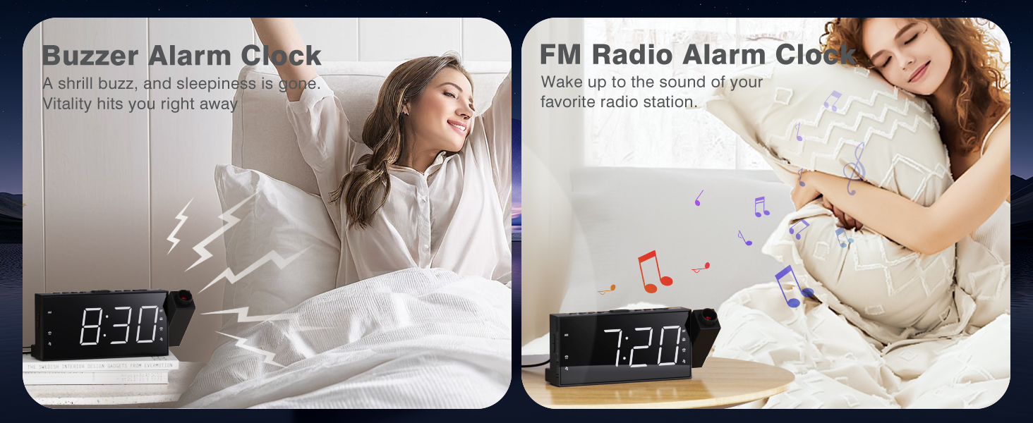buzzer alarm clock and fm radio alarm clock