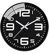 Plumeet Modern Wall Clock - 12" Non-Ticking Silent Quartz Large Decorative Clocks - Big 3D Number...