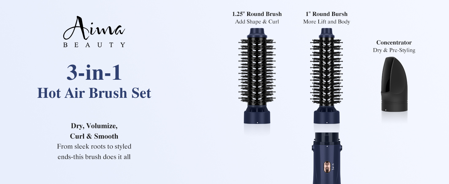 3 in 1 Hot Air Brush Set