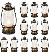 Reperla 12Pcs Mini Lantern Decorative with Flickering LED Candle, Bulk 6Inch Hanging Candle Lante...