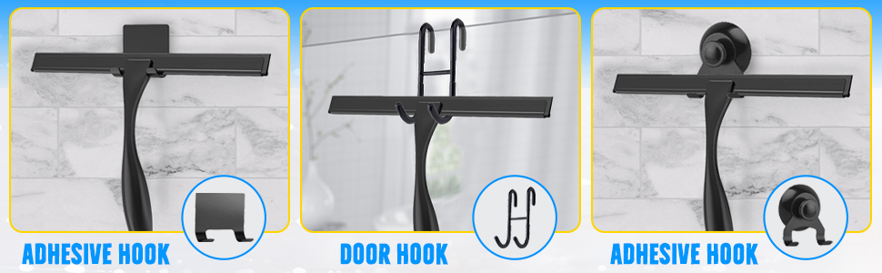 adhesive shower hooks bathroom cleaning tools glass door cleaner squeegee