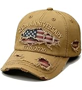 Bcefuho 250 Anniversary USA Hat 250th Anniversary USA Ripped Denim Cap America 250 Merchandise Ba...
