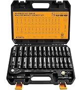 ELEAD 1/2" Drive Deep Impact Socket Set: 30-Piece Standard SAE (3/8 to 1 Inch) and Metric (10-24m...