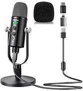 Mercase USB Microphone, Condenser Microphone for Mac,Computer, Phone,PS4 and PS5, with Mute Butto...
