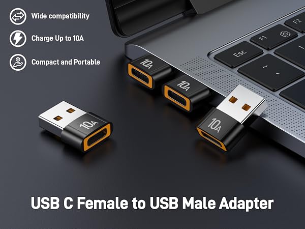 usb male to usb c female adapter 10 pack
