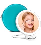 Rechargeable Lighted Magnifying Mirror 10X/1X, Double Sided Travel Makeup Mirror with 3 Color Lig...