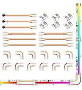 FCOB 10mm COB 3Pin Connectors Kit for RGB Smart IC WS2811 630LED/m Strip, L-Shaped Corner Connect...